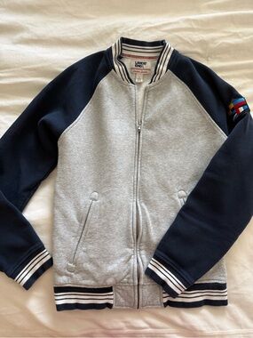 Vintage Y2K Lands’ End Serious Sweats Varsity Bomber Jacket Fleece Lined Small